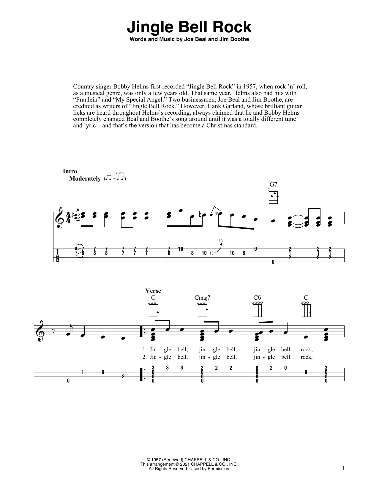 Bobby Helms Jingle Bell Rock (arr. Fred Sokolow) Sheet Music Notes & Chords for Ukulele - Download or Print PDF