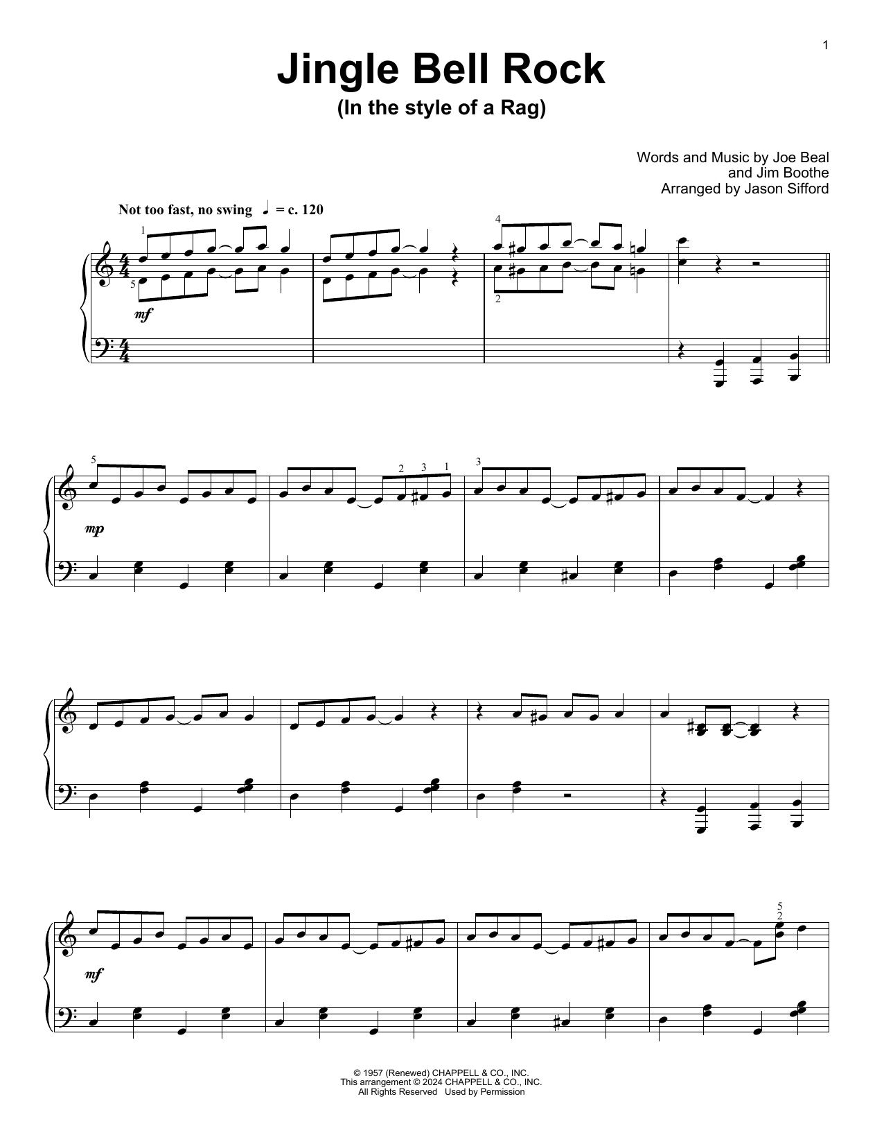 Bobby Helms Jingle Bell Rock (arr. Jason Sifford) Sheet Music Notes & Chords for Educational Piano - Download or Print PDF