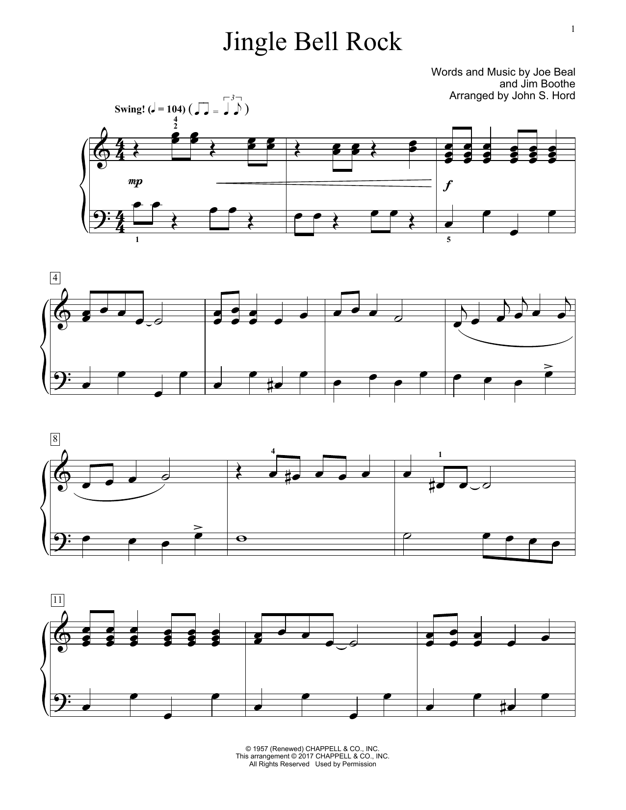 John S. Hord Jingle Bell Rock Sheet Music Notes & Chords for Educational Piano - Download or Print PDF