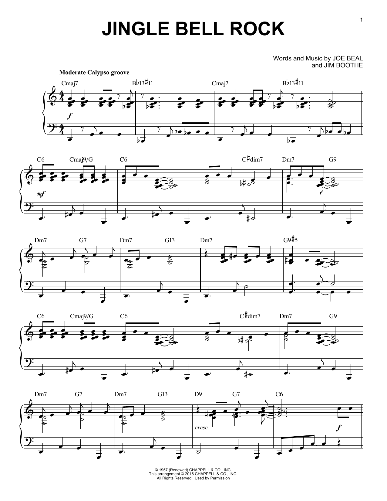 Jim Boothe Jingle Bell Rock [Jazz version] (arr. Brent Edstrom) Sheet Music Notes & Chords for Piano - Download or Print PDF
