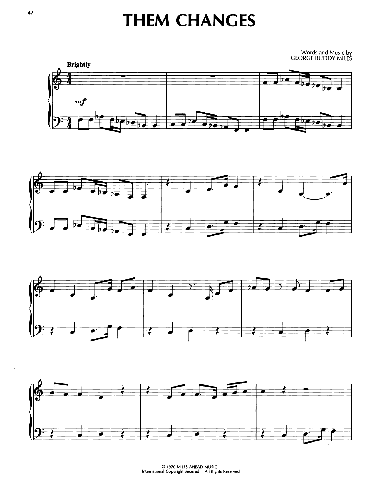 Bobby McFerrin Them Changes Sheet Music Notes & Chords for Piano Solo - Download or Print PDF