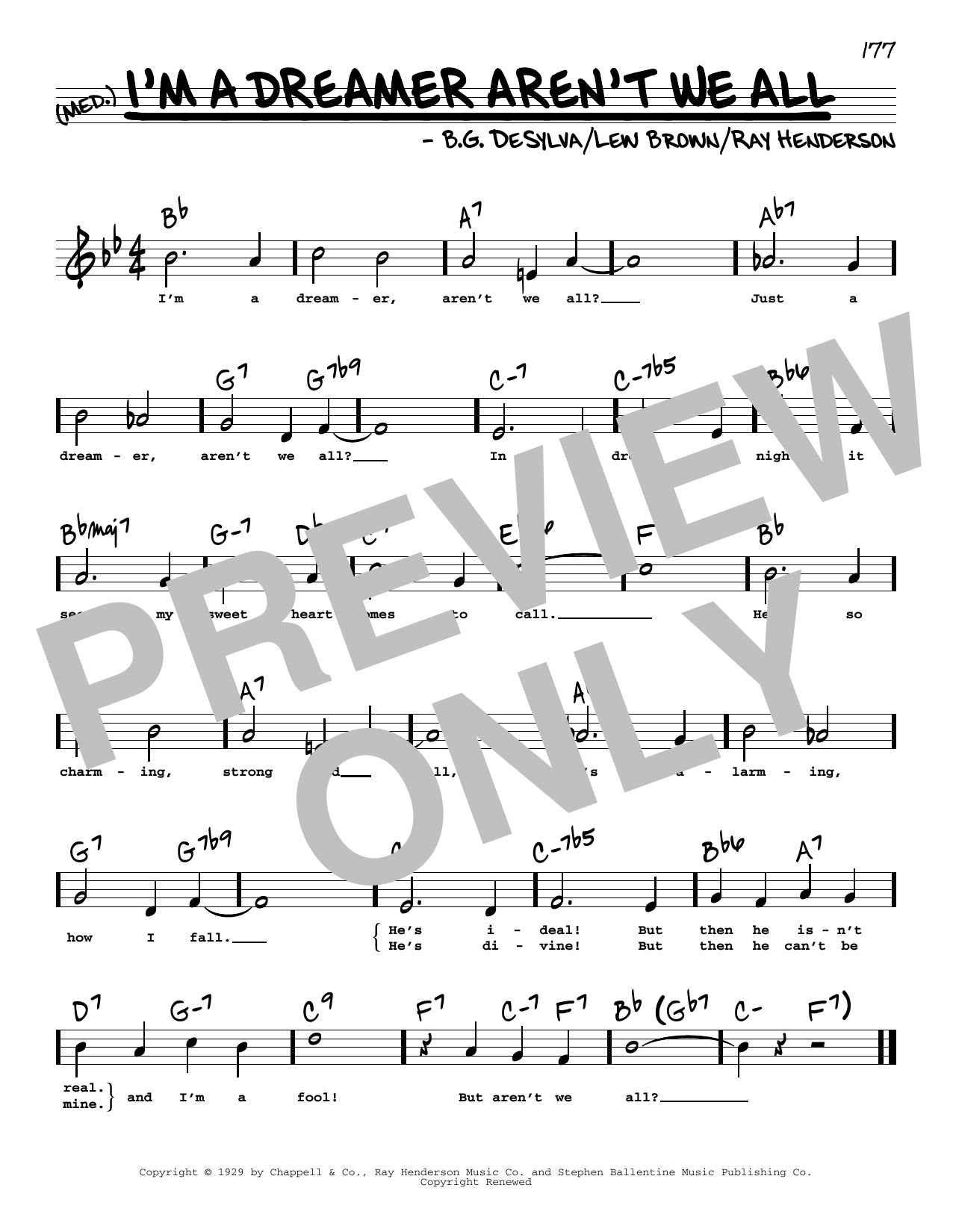 Bobby Sherwood I'm A Dreamer Aren't We All (High Voice) Sheet Music Notes & Chords for Real Book – Melody, Lyrics & Chords - Download or Print PDF