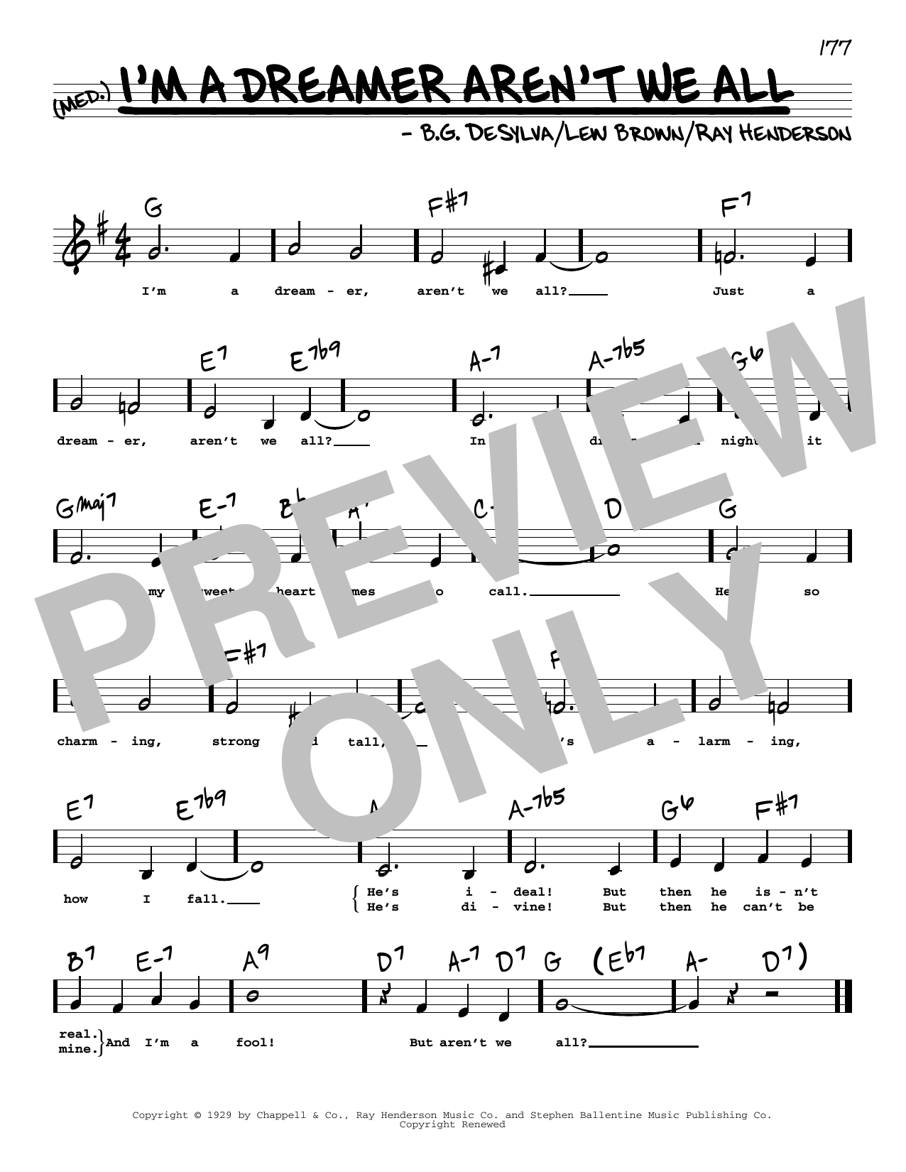 Bobby Sherwood I'm A Dreamer Aren't We All (Low Voice) Sheet Music Notes & Chords for Real Book – Melody, Lyrics & Chords - Download or Print PDF