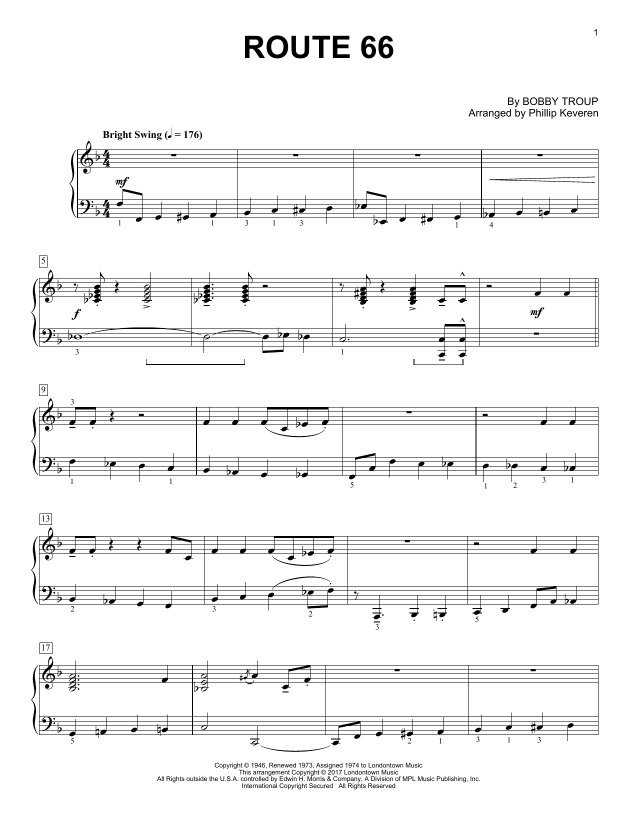Phillip Keveren Route 66 (arr. Phillip Keveren) Sheet Music Notes & Chords for Piano Solo - Download or Print PDF