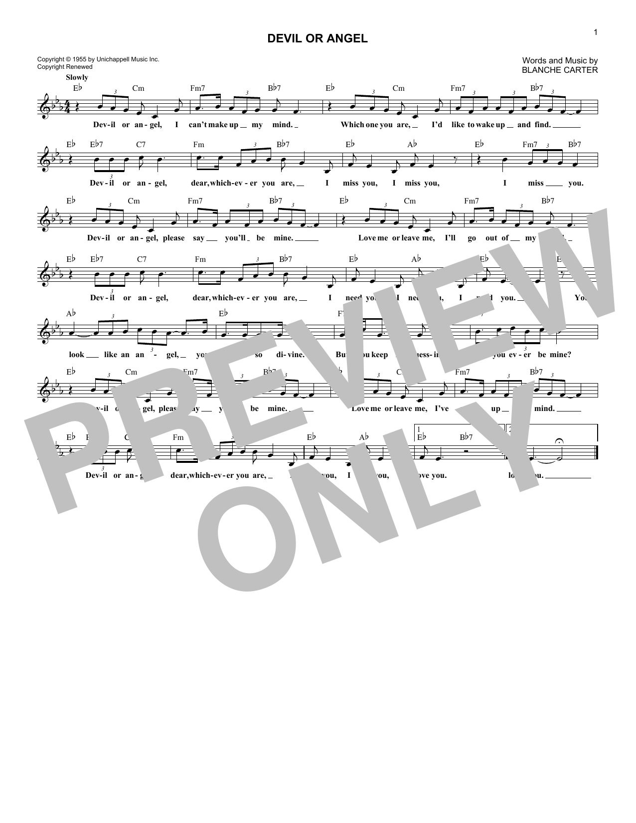 Bobby Vee Devil Or Angel Sheet Music Notes & Chords for Melody Line, Lyrics & Chords - Download or Print PDF Bobby Vee Devil Or Angel Sheet Music Notes & Chords for Melody Line, Lyrics & Chords - Download or Print PDF