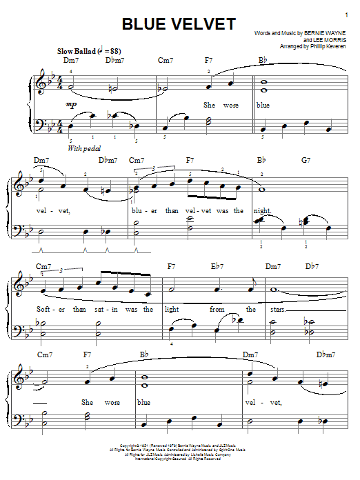 Bobby Vinton Blue Velvet Sheet Music Notes & Chords for Easy Piano - Download or Print PDF