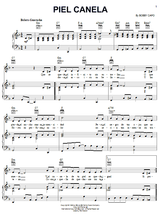 Piel Canela sheet music