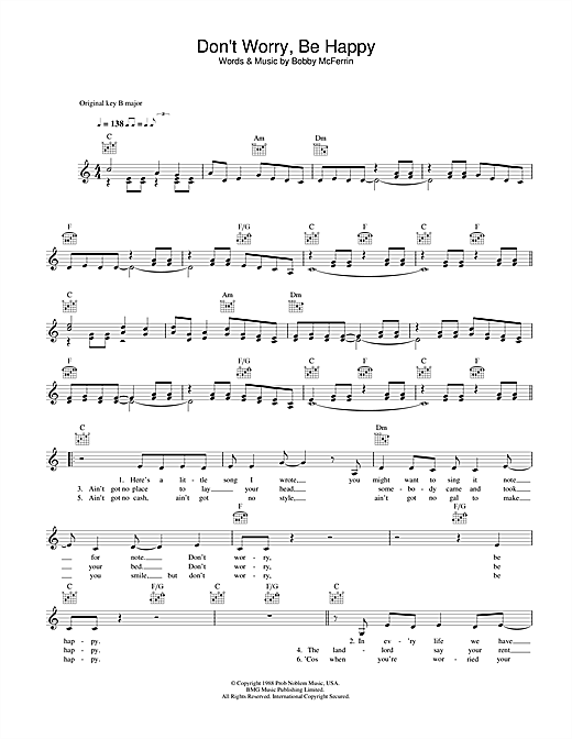 Don't Worry, Be Happy sheet music