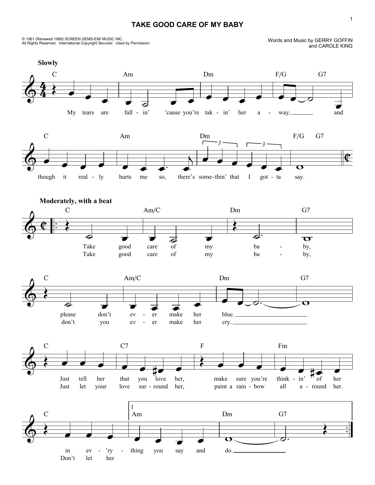 Bobby Vinton Take Good Care Of My Baby Sheet Music Download Pdf Score 195261