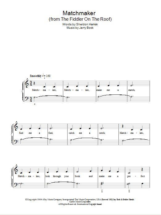 Bock & Harnick Matchmaker Sheet Music Notes & Chords for 5-Finger Piano - Download or Print PDF