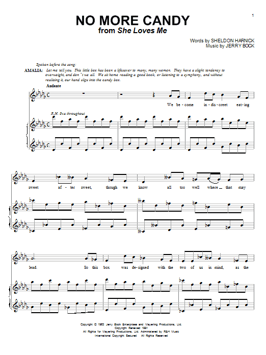 Bock & Harnick No More Candy Sheet Music Notes & Chords for Piano, Vocal & Guitar (Right-Hand Melody) - Download or Print PDF