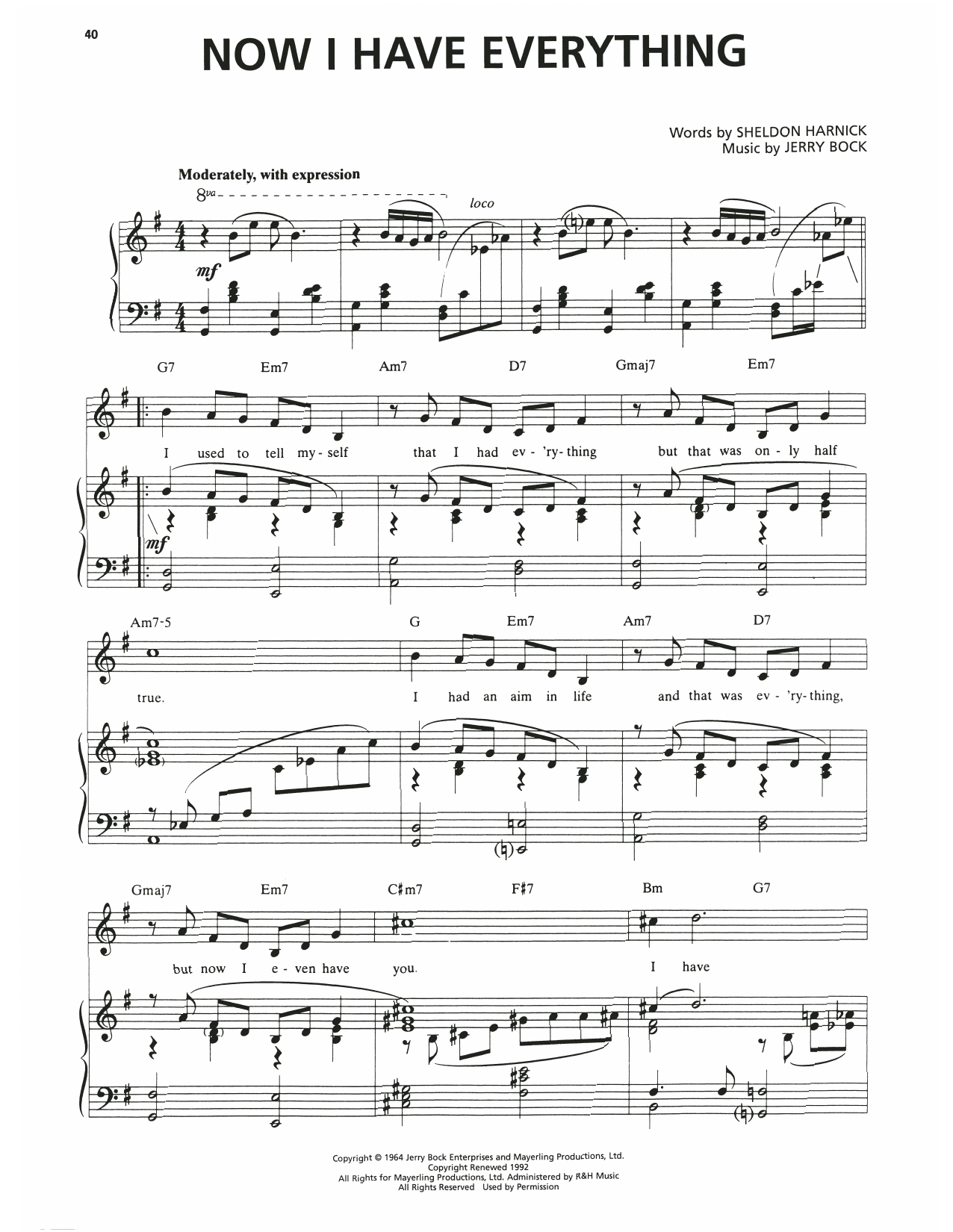 Bock & Harnick Now I Have Everything (from Fiddler On The Roof) Sheet Music Notes & Chords for Piano & Vocal - Download or Print PDF