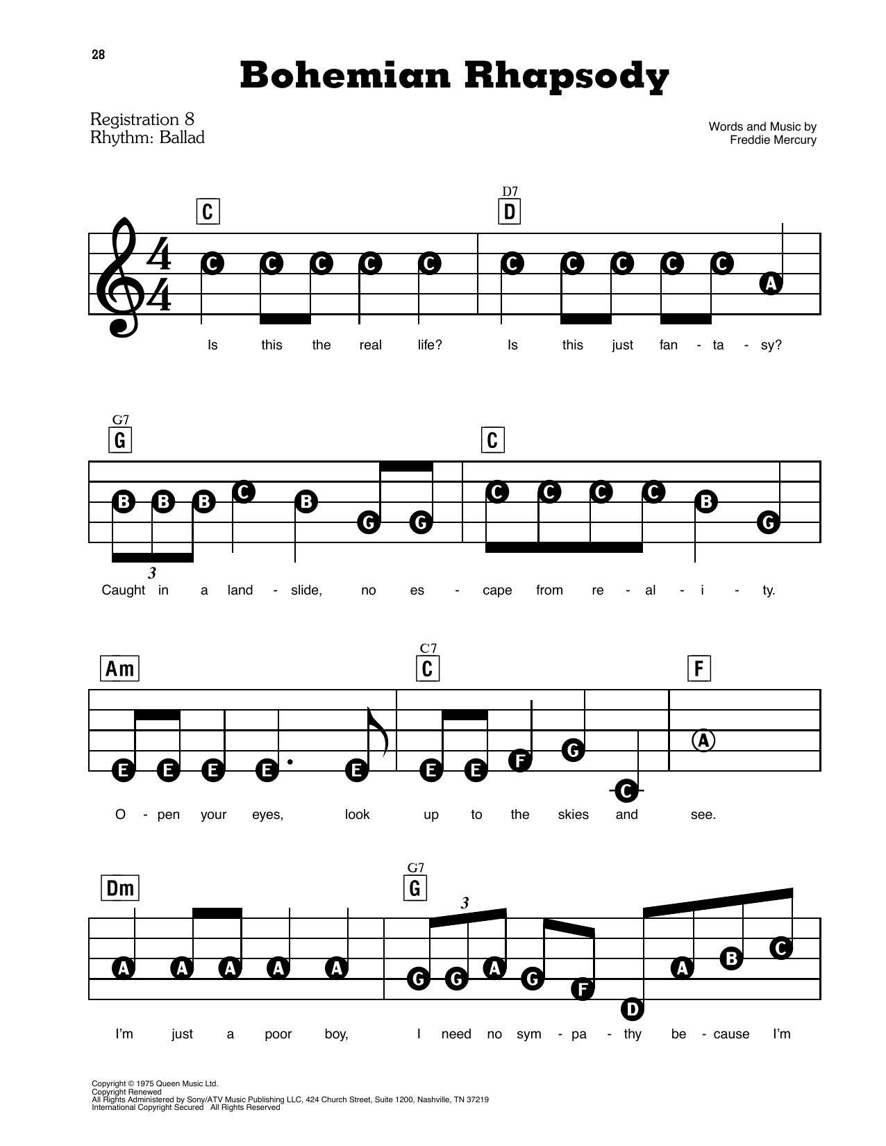 bohemian rhapsody notes for piano pdf sheets