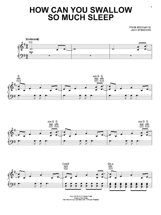Bombay Bicycle Club How Can You Swallow So Much Sleep Sheet Music Notes & Chords for Piano, Vocal & Guitar (Right-Hand Melody) - Download or Print PDF