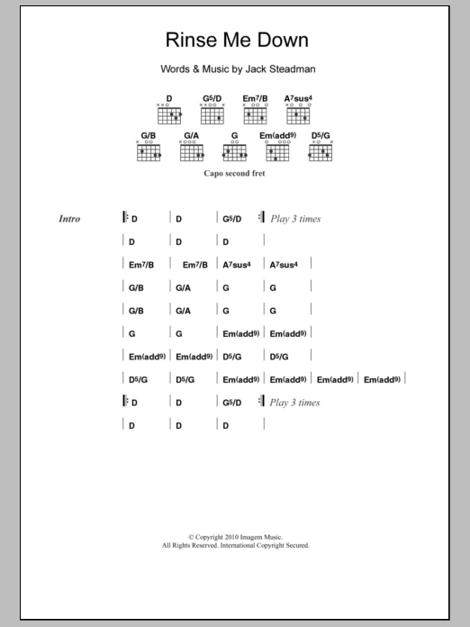 Bombay Bicycle Club Rinse Me Down Sheet Music Notes & Chords for Lyrics & Chords - Download or Print PDF