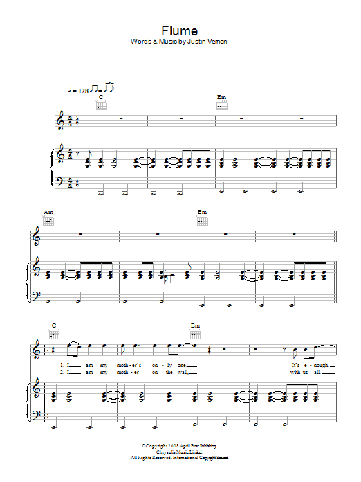Bon Iver Flume Sheet Music Notes & Chords for Lyrics & Chords - Download or Print PDF
