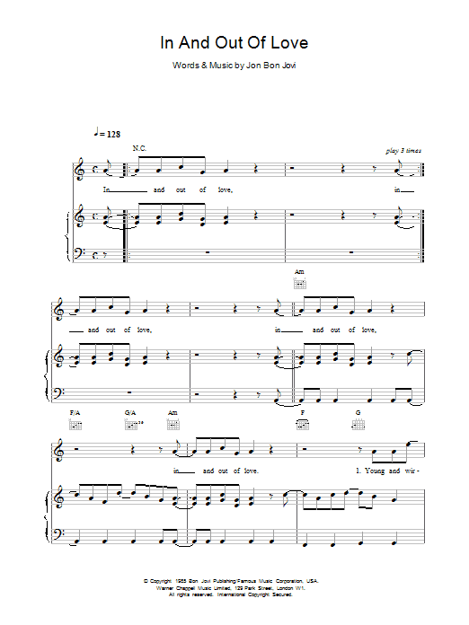 Bon Jovi In And Out Of Love Sheet Music Notes & Chords for Guitar Tab - Download or Print PDF