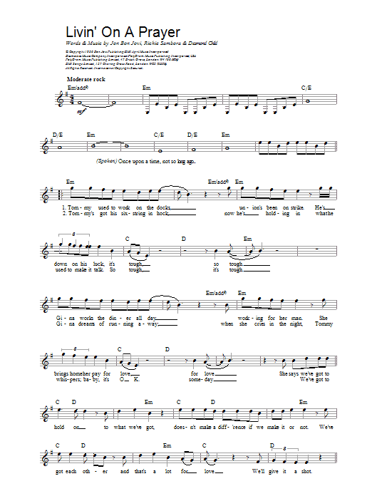 Bon Jovi Livin' On A Prayer Sheet Music Notes & Chords for Flute Solo - Download or Print PDF