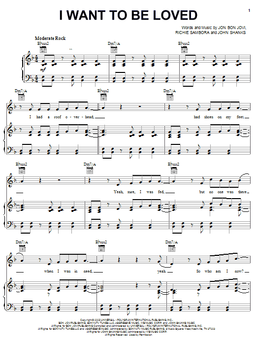I Want To Be Loved sheet music