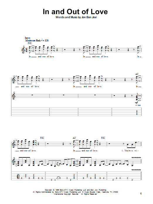 In And Out Of Love sheet music