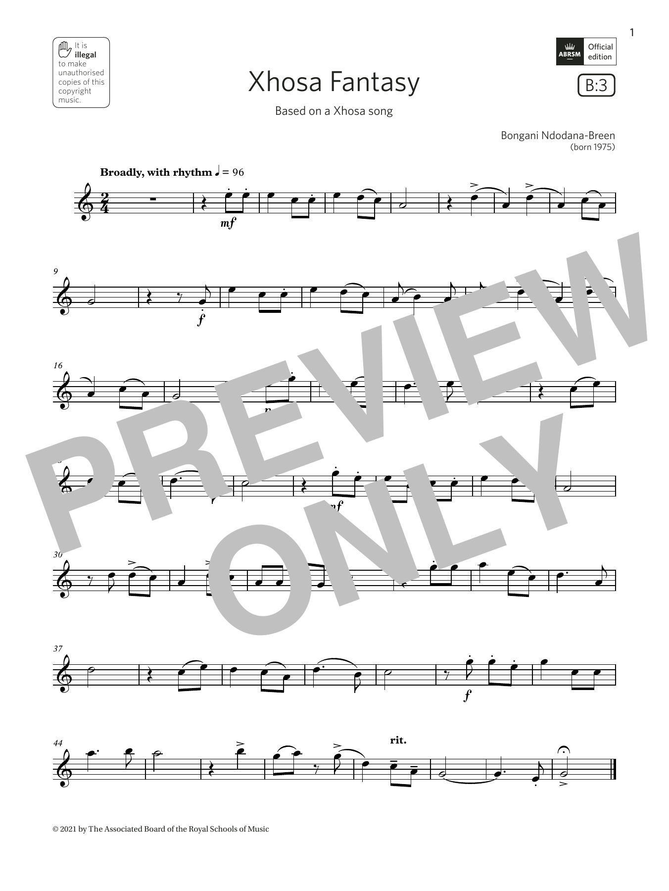 Bongani Ndodana-Breen Xhosa Fantasy (Grade 2 List B3 from the ABRSM Saxophone syllabus from 2022) Sheet Music Notes & Chords for Alto Sax Solo - Download or Print PDF