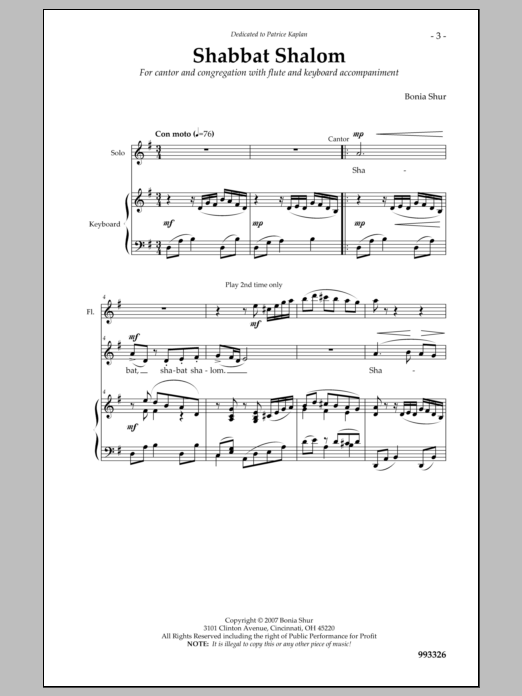 Bonia Shur Shabbat Shalom Um'vorach Sheet Music Notes & Chords for Choral - Download or Print PDF