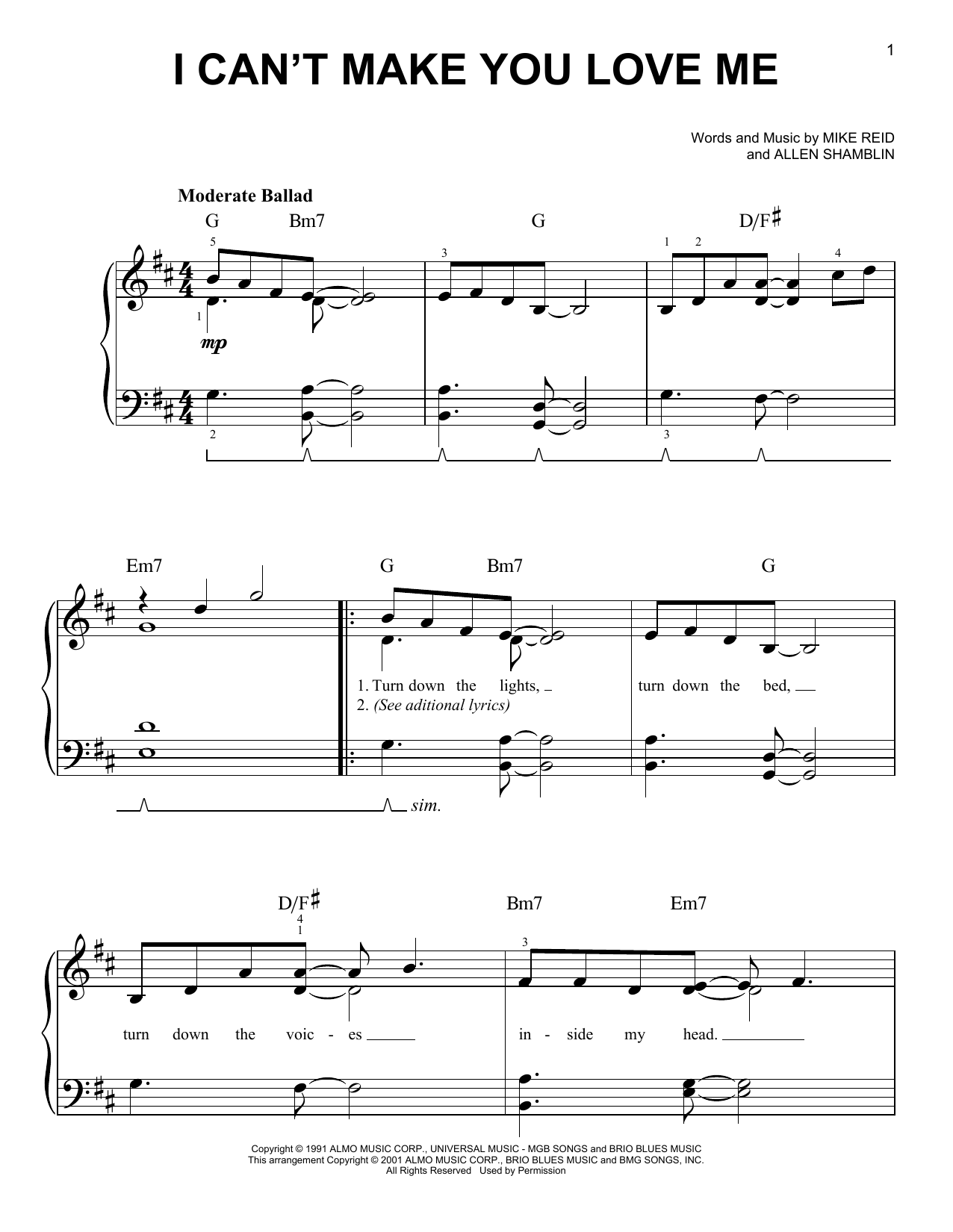 Bonnie Raitt I Can't Make You Love Me (arr. Phillip Keveren) Sheet Music Notes & Chords for Easy Piano - Download or Print PDF