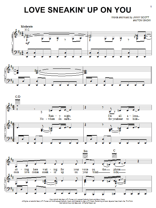 Bonnie Raitt Love Sneakin' Up On You sheet music notes and chords. Download Printable PDF.