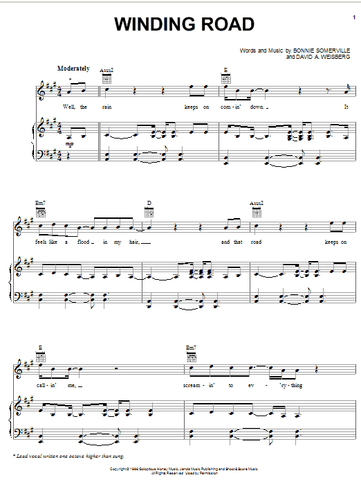 Bonnie Somerville Winding Road Sheet Music Notes & Chords for Piano, Vocal & Guitar (Right-Hand Melody) - Download or Print PDF