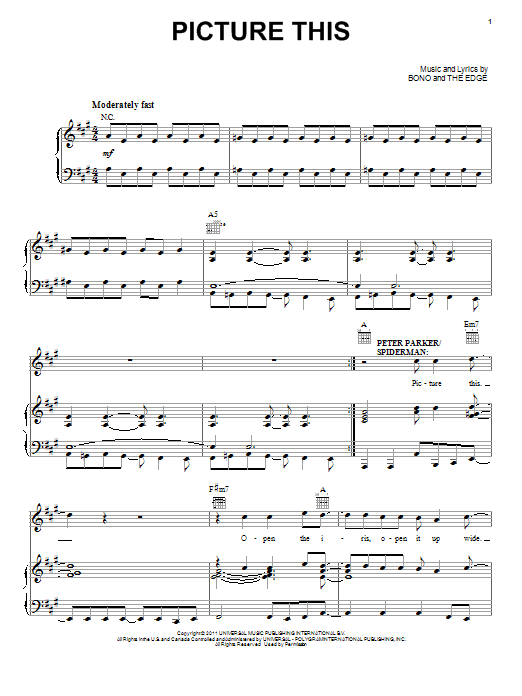 Bono & The Edge Picture This Sheet Music Notes & Chords for Piano, Vocal & Guitar (Right-Hand Melody) - Download or Print PDF