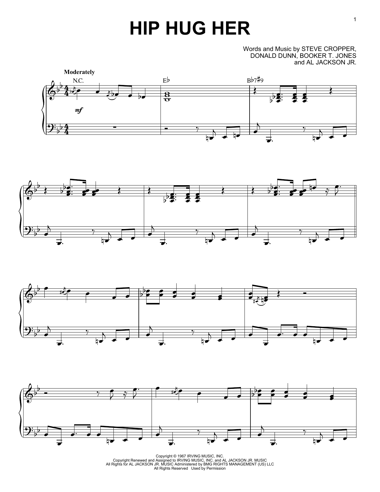 Booker T. & The MG's Hip Hug Her Sheet Music Notes & Chords for Piano, Vocal & Guitar (Right-Hand Melody) - Download or Print PDF