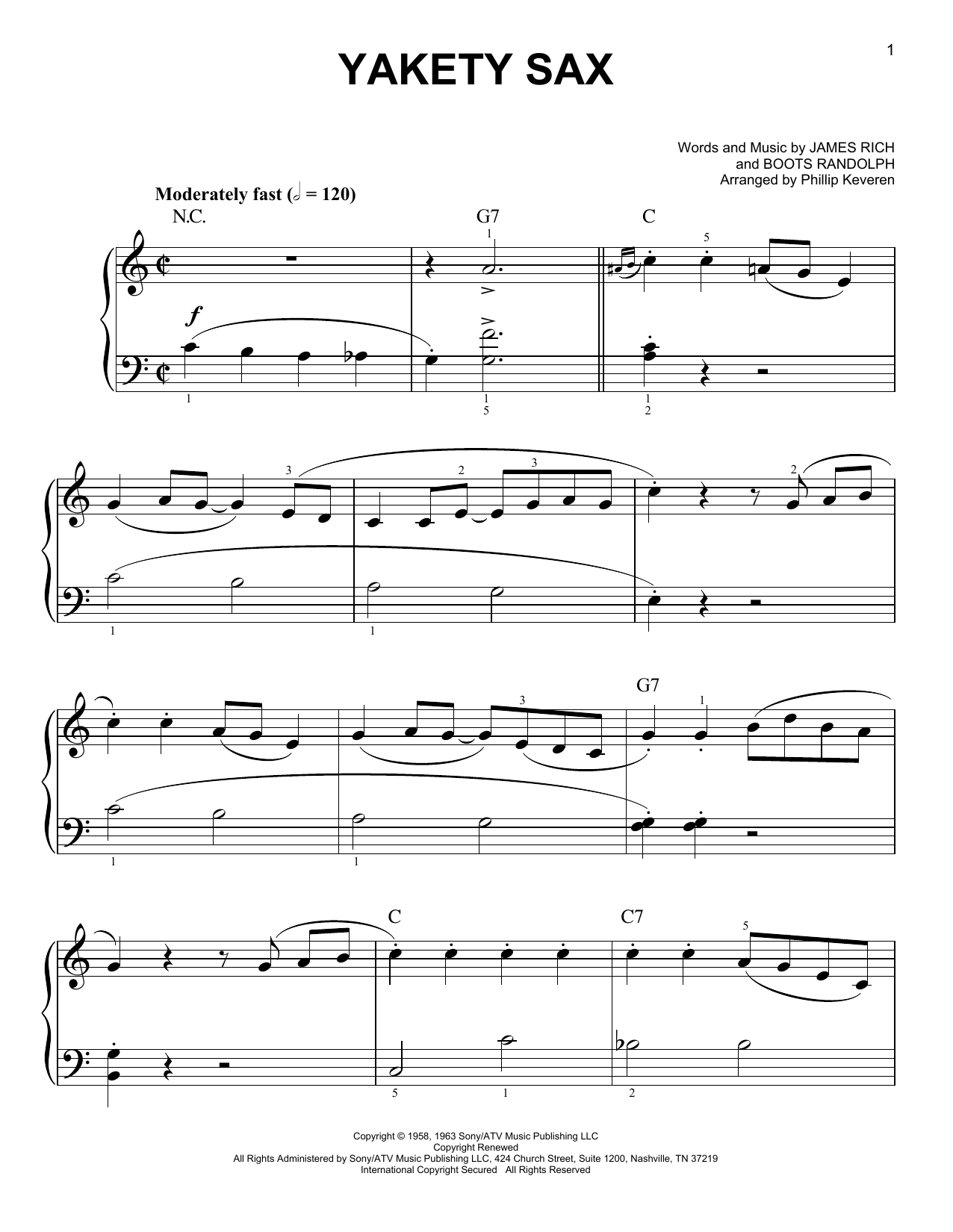 Phillip Keveren Yakety Sax Sheet Music Notes & Chords for Easy Piano - Download or Print PDF