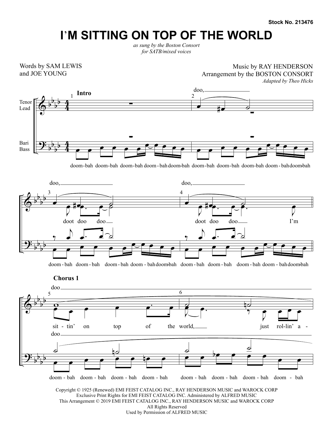 Boston Consort I'm Sitting On Top Of The World (arr. Boston Consort) Sheet Music Notes & Chords for SATB Choir - Download or Print PDF