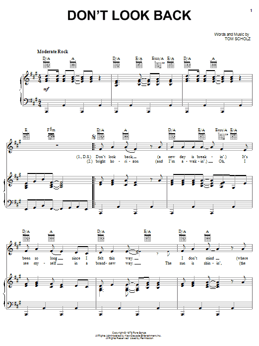 Boston Don't Look Back Sheet Music Notes & Chords for Guitar Tab Play-Along - Download or Print PDF
