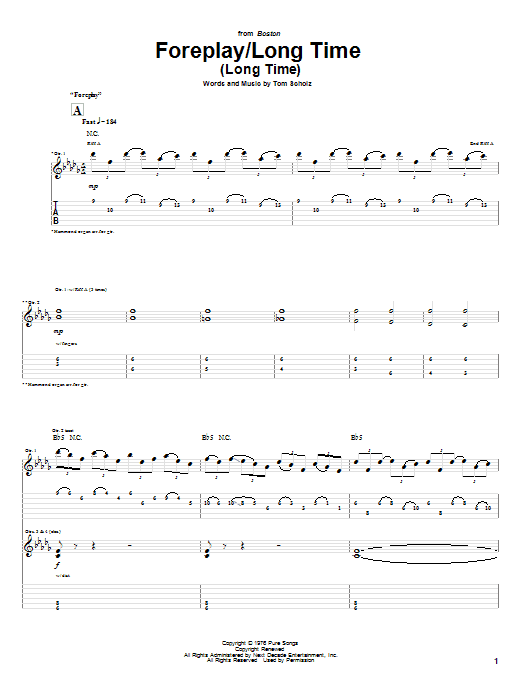 Boston Foreplay/Long Time (Long Time) Sheet Music Notes & Chords for Piano - Download or Print PDF