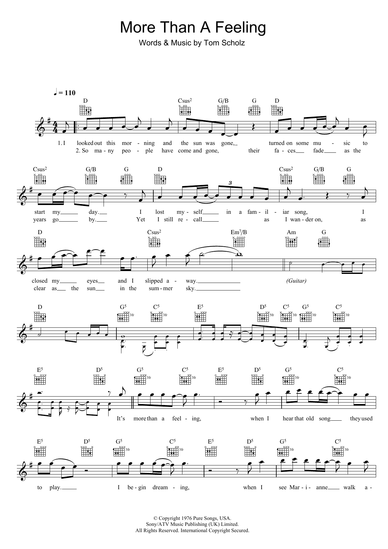 Boston More Than A Feeling Sheet Music Notes & Chords for Flute - Download or Print PDF