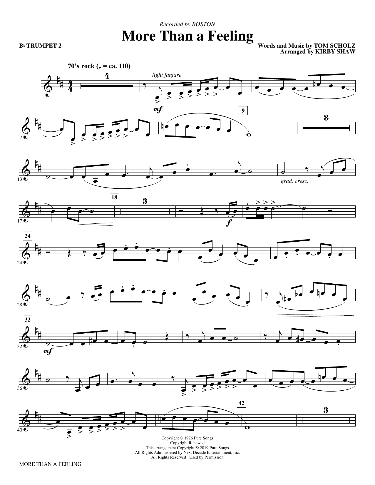 More Than a Feeling (arr. Kirby Shaw) - Bb Trumpet 2 sheet music