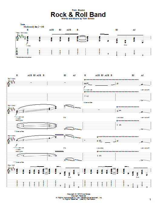 Boston Rock & Roll Band Sheet Music Notes & Chords for Piano, Vocal & Guitar (Right-Hand Melody) - Download or Print PDF