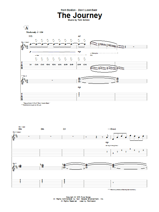 Boston The Journey Sheet Music Notes & Chords for Guitar Tab - Download or Print PDF