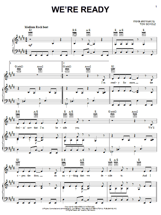 Boston We're Ready Sheet Music Notes & Chords for Melody Line, Lyrics & Chords - Download or Print PDF
