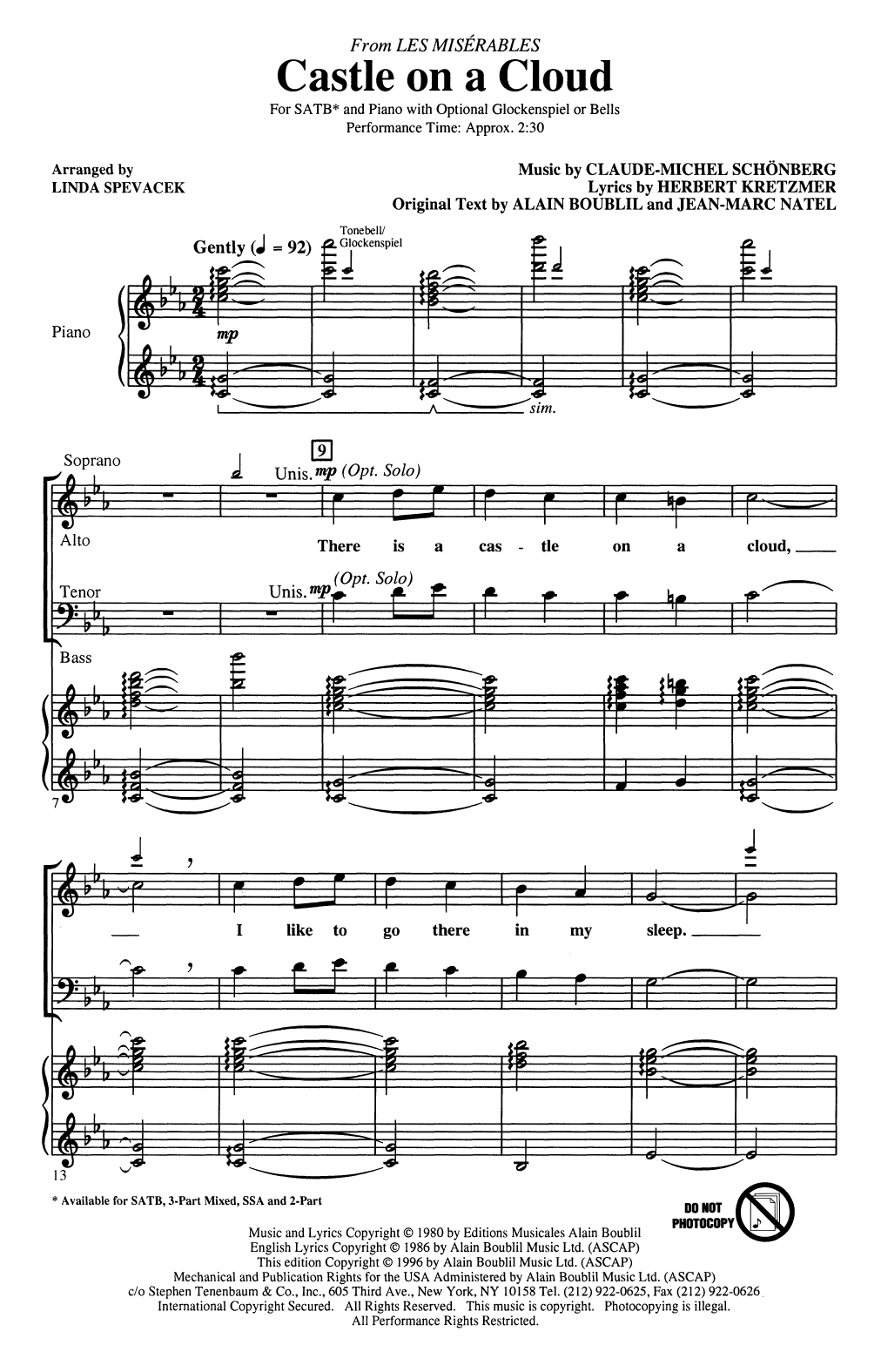 Boublil & Schonberg Castle On A Cloud (from Les Miserables) (arr. Linda Spevacek) Sheet Music Notes & Chords for SATB Choir - Download or Print PDF