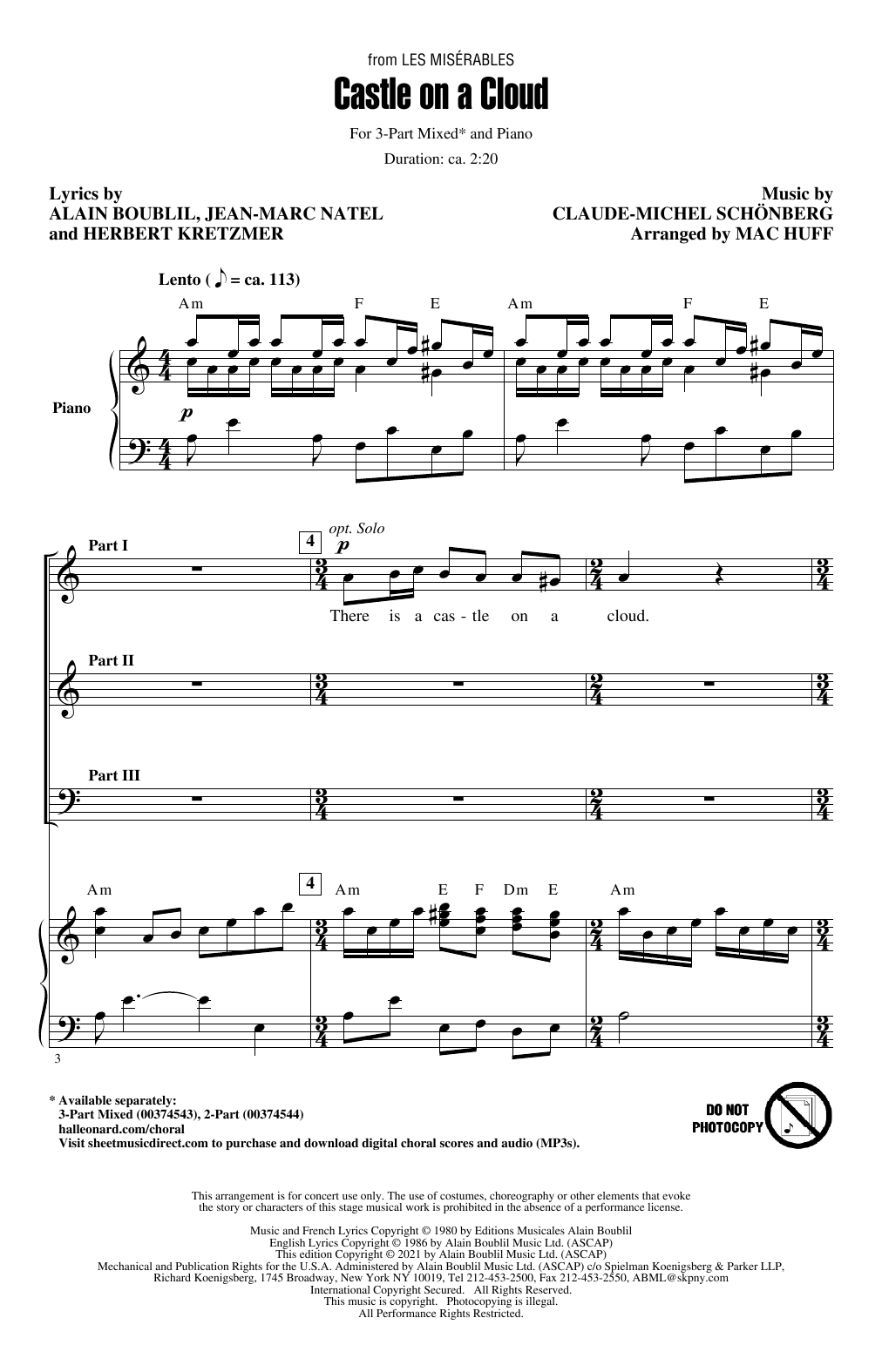 Boublil & Schonberg Castle On A Cloud (from Les Miserables) (arr. Mac Huff) Sheet Music Notes & Chords for 2-Part Choir - Download or Print PDF