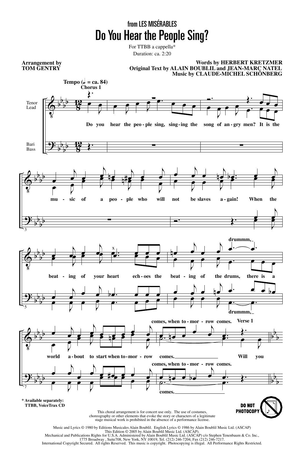 Boublil & Schonberg Do You Hear The People Sing? (from Les Miserables) (arr. Tom Gentry) Sheet Music Notes & Chords for SSA Choir - Download or Print PDF