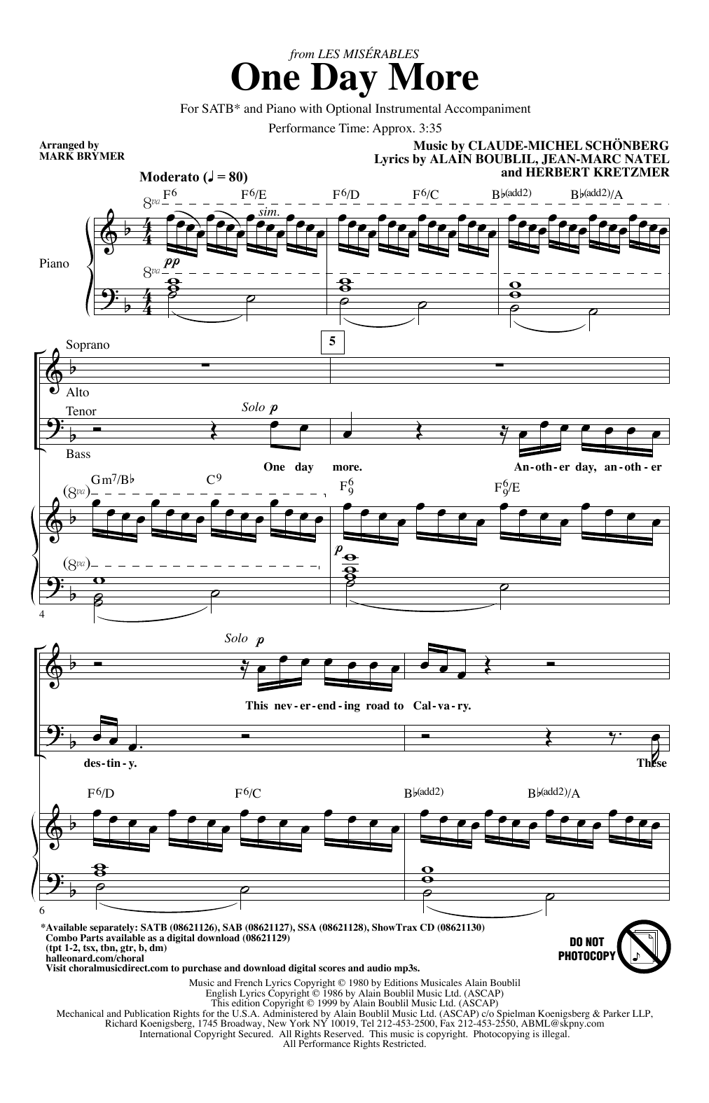 Boublil & Schonberg One Day More (from Les Miserables) (arr. Mark Brymer) Sheet Music Notes & Chords for SAB Choir - Download or Print PDF