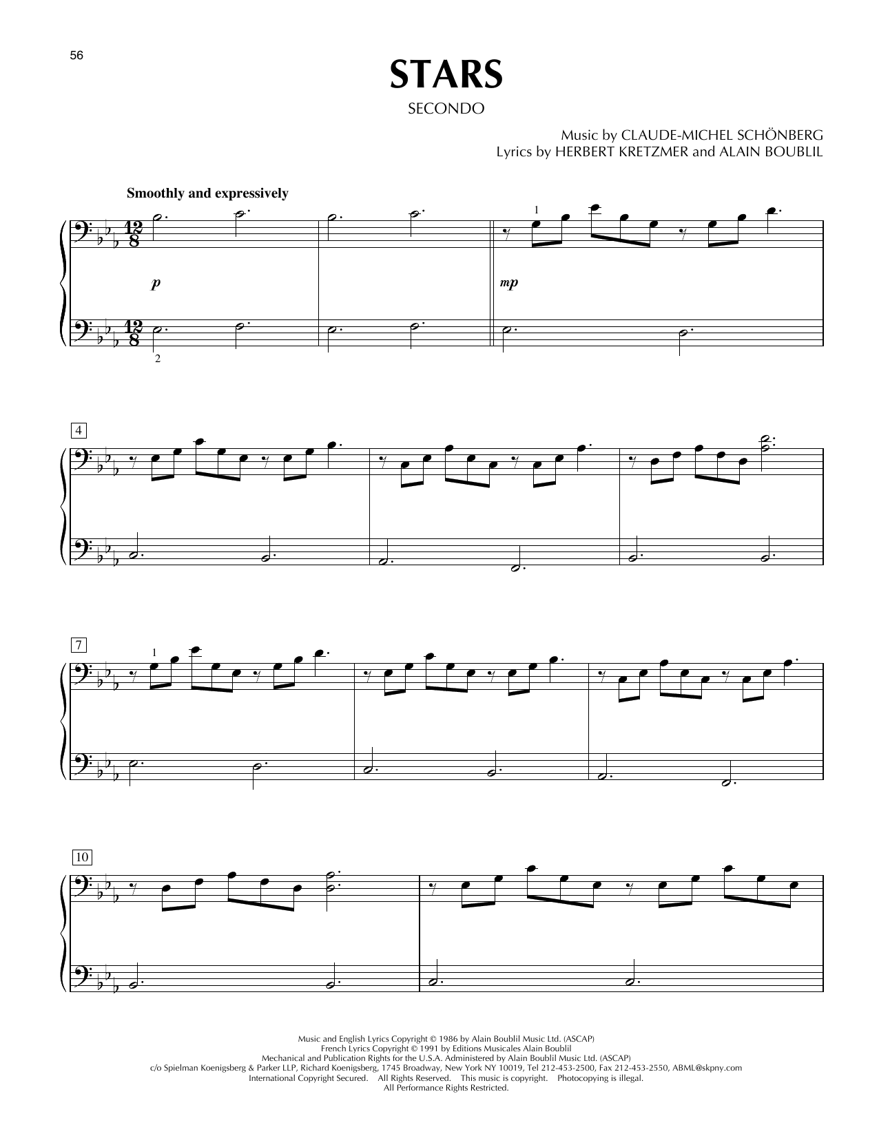Boublil & Schonberg Stars (from Les Miserables) Sheet Music Notes & Chords for Piano Duet - Download or Print PDF