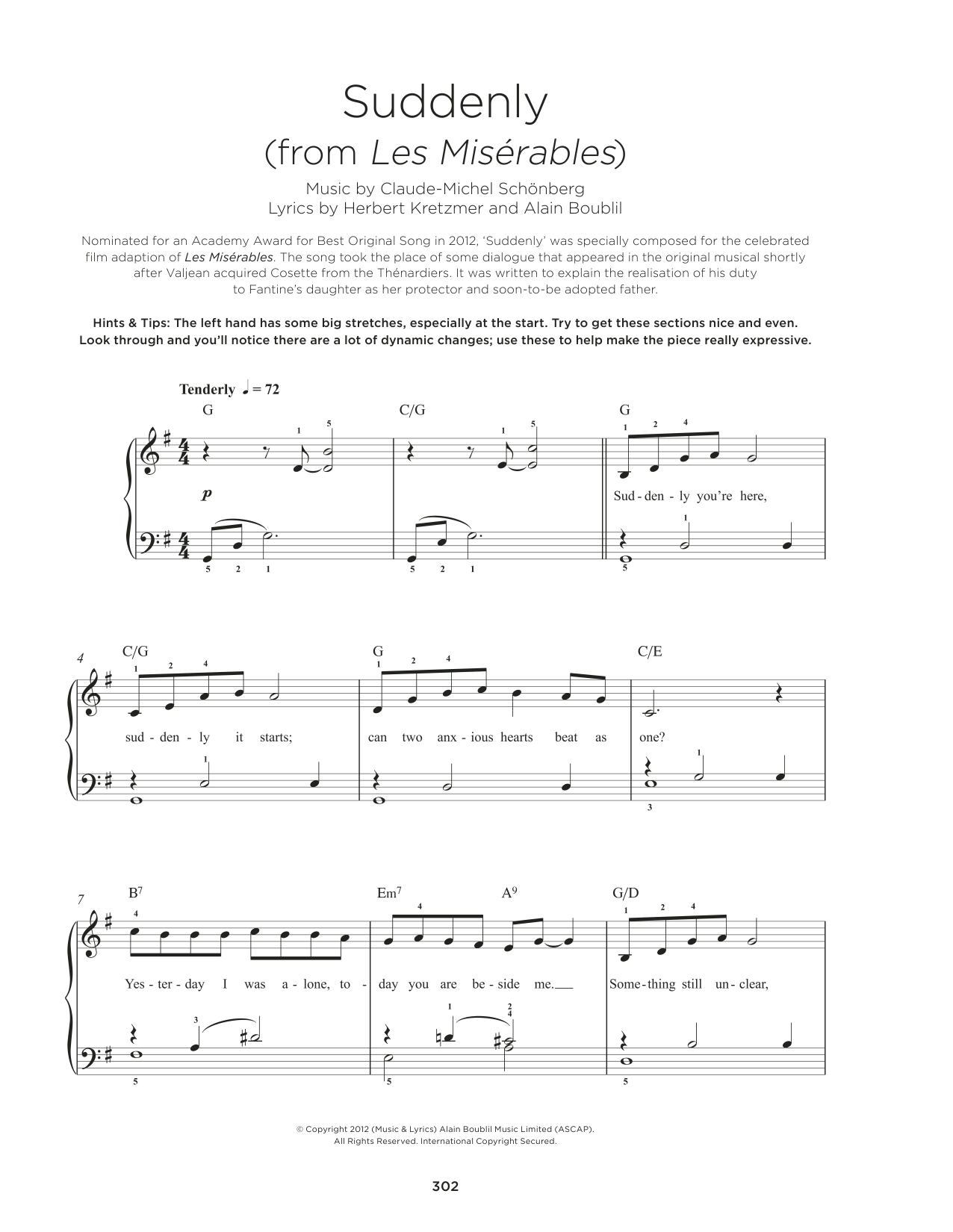 Boublil & Schonberg Suddenly (from Les Miserables) Sheet Music Notes & Chords for Really Easy Piano - Download or Print PDF