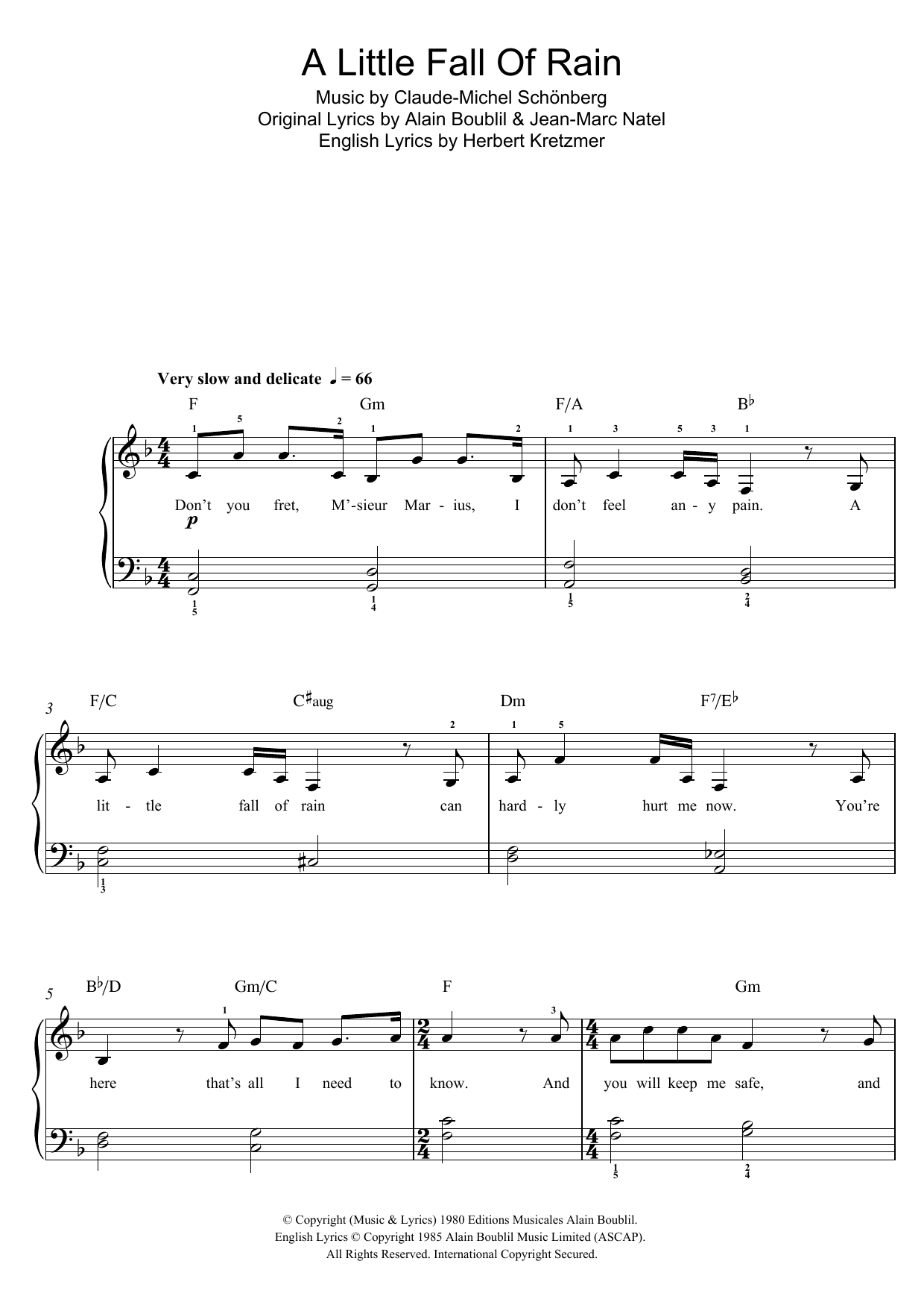 Boublil and Schonberg A Little Fall Of Rain (from Les Miserables) Sheet Music Notes & Chords for Clarinet and Piano - Download or Print PDF