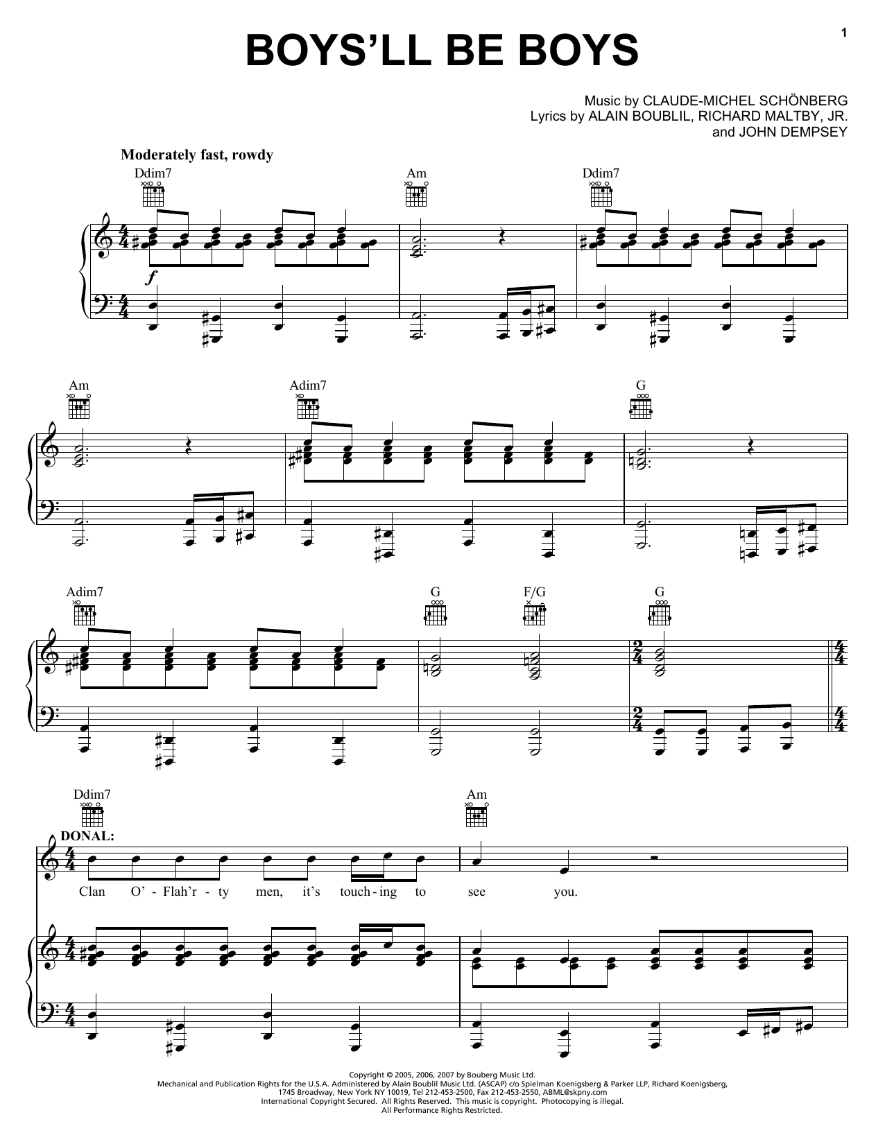 Boublil and Schonberg Boys'll Be Boys (from The Pirate Queen) Sheet Music Notes & Chords for Piano, Vocal & Guitar (Right-Hand Melody) - Download or Print PDF