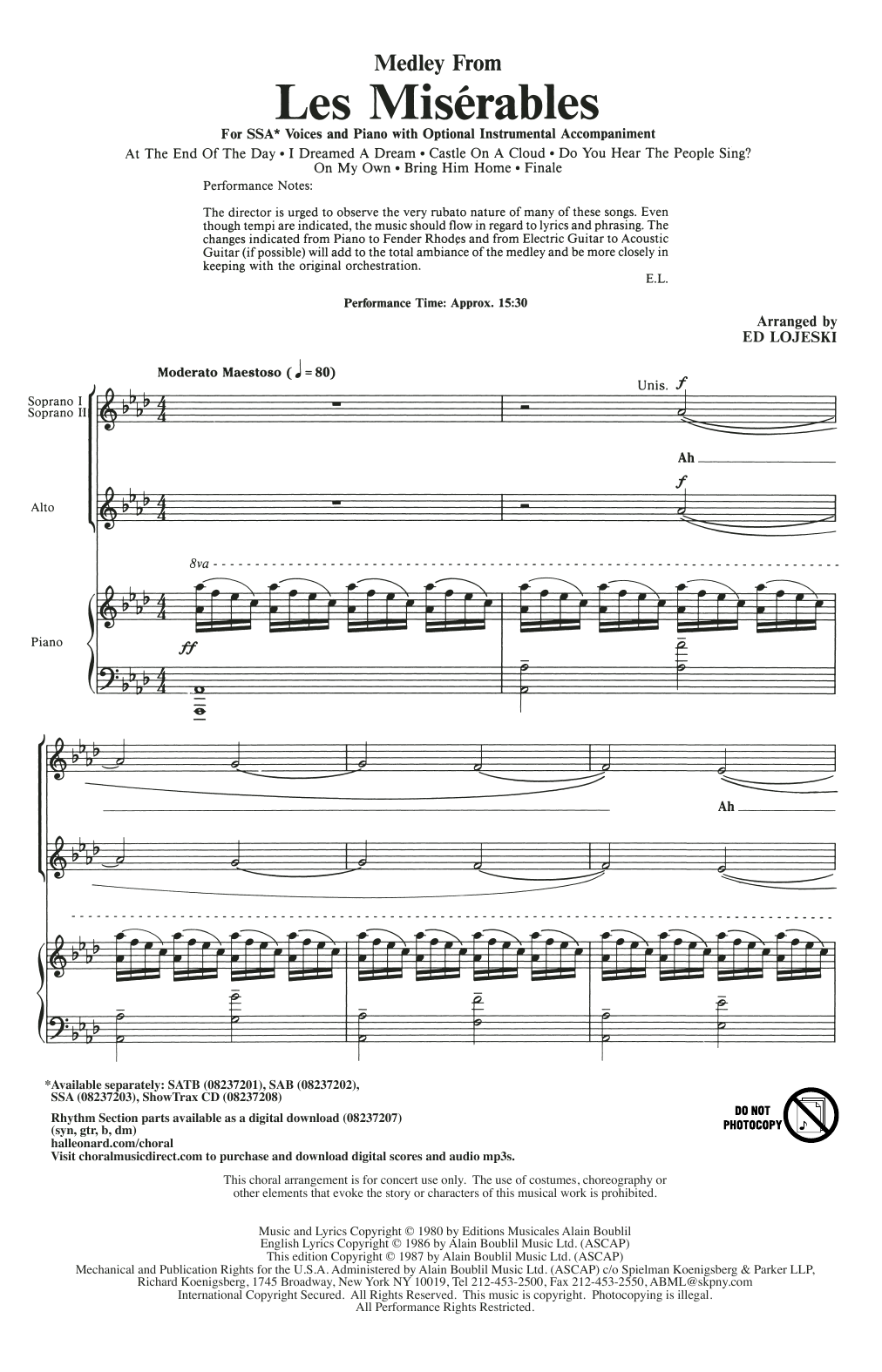 Boublil and Schonberg Les Miserables (Choral Medley) (arr. Ed Lojeski) Sheet Music Notes & Chords for SATB - Download or Print PDF