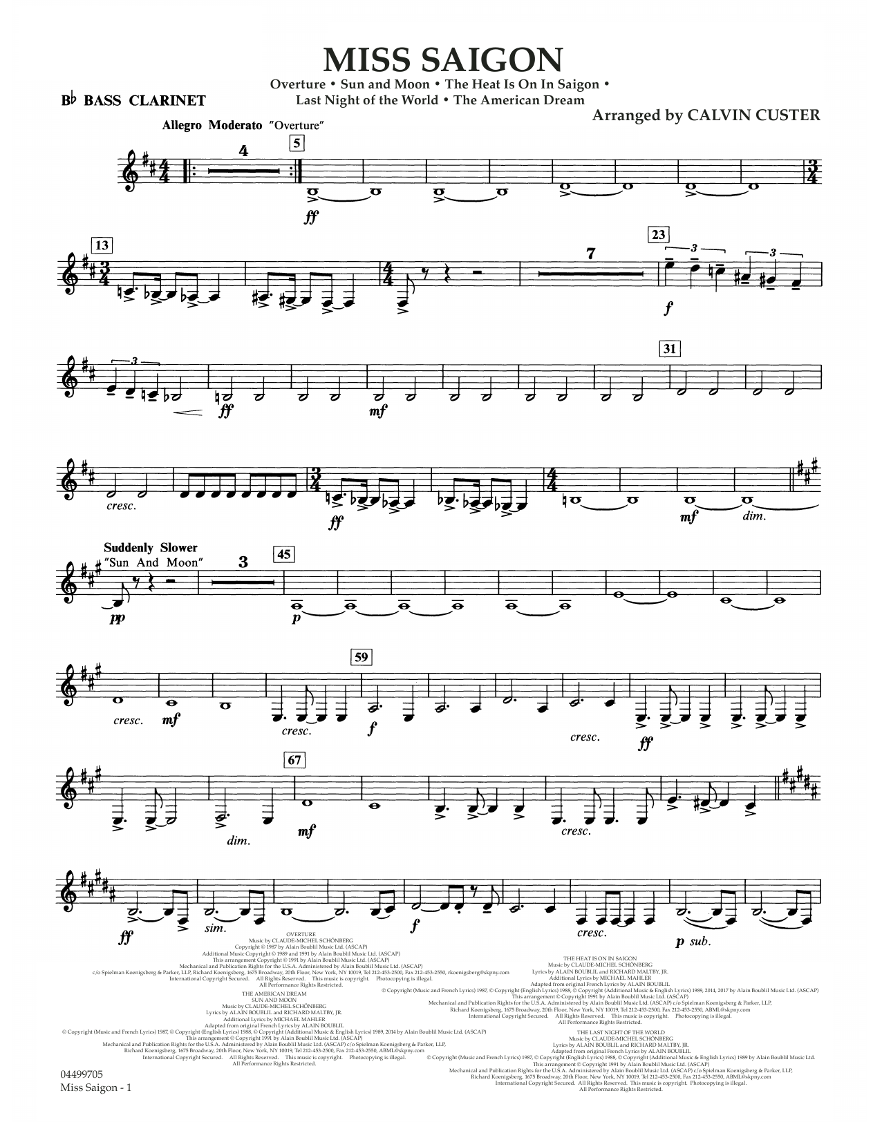 Boublil and Schonberg Miss Saigon (arr. Calvin Custer) - Bb Bass Clarinet Sheet Music Notes & Chords for Full Orchestra - Download or Print PDF